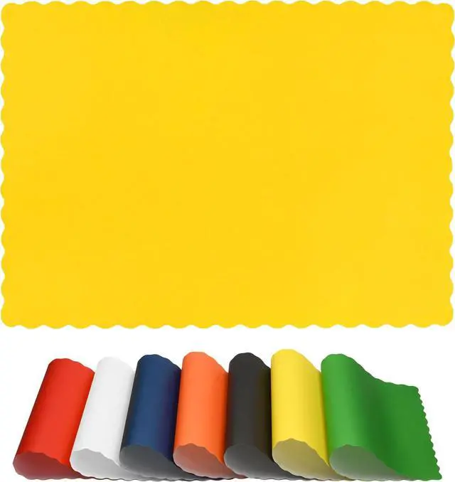 Main image of Paper Placemats for Dining Table Disposable Scalloped Edges Color Table Mats Great for Parties and Christmas Table Decorations 10"x14" (Yellow) 50ct
