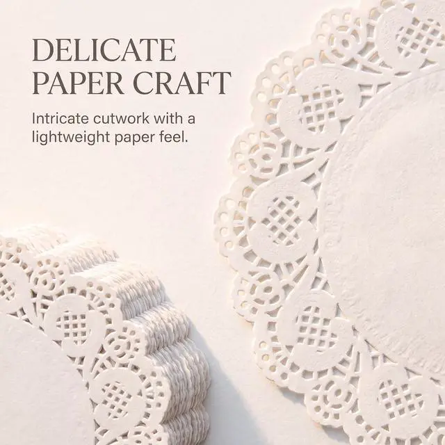 Alt view image 3 of 7 - 150 Pcs 6 inch White Lace Paper Doilies Disposable Round for Buffet Cake Fried Food Party Wedding Tableware Decoration, Disposable Doilies Kitchen and Table Linens, Small Paper Doilies