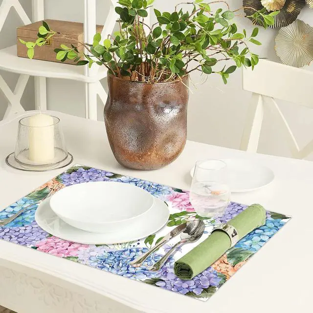 Alt view image 4 of 7 - Paper Placemats Disposable 50 Pack Hydrangea Placemats 16x 11 Inch Floral Place Mats for Spring Summer Dining Table Wedding Party Supplies
