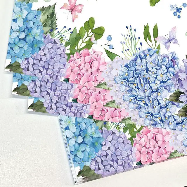 Alt view image 3 of 7 - Paper Placemats Disposable 50 Pack Hydrangea Placemats 16x 11 Inch Floral Place Mats for Spring Summer Dining Table Wedding Party Supplies