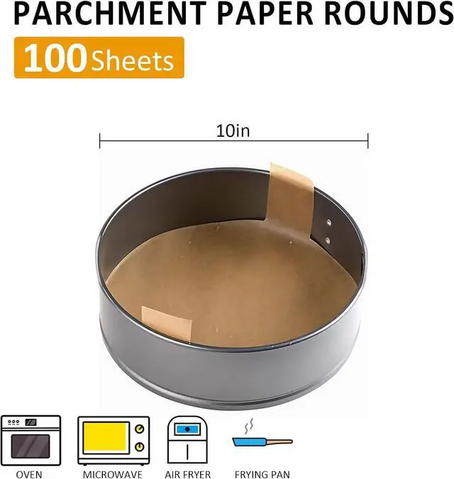 Alt view image 2 of 7 - Round Parchment Paper with Handles, 10 Inch 100 Pack | Unbleached Non-Stick Paper; Sourdough Bread Sling; Fits Dutch Oven, Cake Pan, Airfryer, Loaf Pan, Tortilla Press, Crock Pot