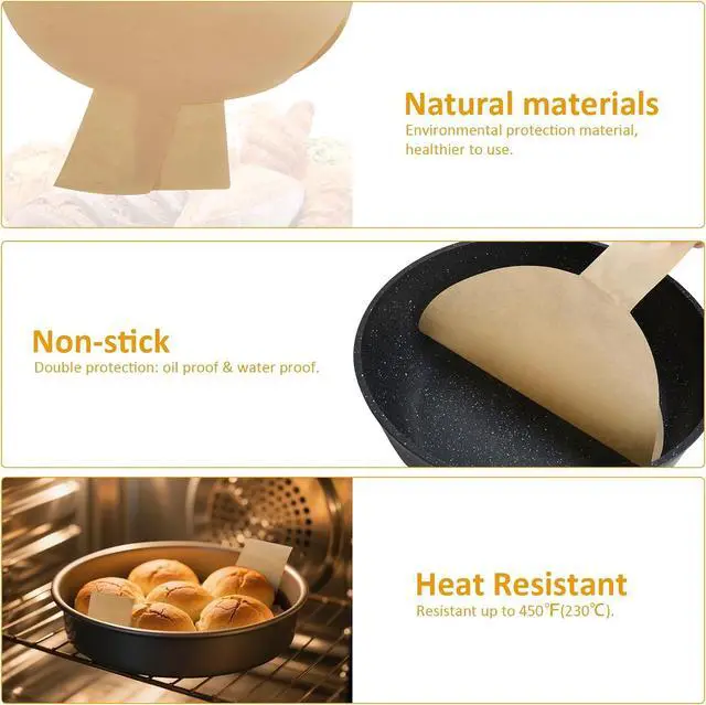 Alt view image 3 of 7 - Round Parchment Paper with Handles, 10 Inch 100 Pack | Unbleached Non-Stick Paper; Sourdough Bread Sling; Fits Dutch Oven, Cake Pan, Airfryer, Loaf Pan, Tortilla Press, Crock Pot
