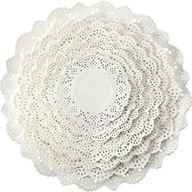 Main image of Boao 160 Pcs White Paper Doilies for Wedding & Holiday Table Decor, 8 Sizes | Assorted Sizes Round Lace Doilies for Dessert Tables Bulk, Elegant Parties & Christmas Events (4.512 Inch / 11.430.5 Cm)