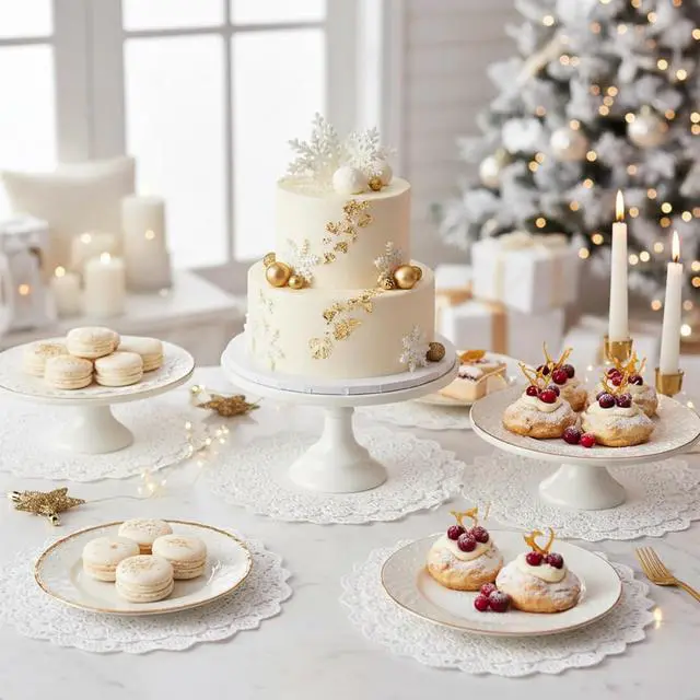 Alt view image 4 of 7 - Boao 160 Pcs White Paper Doilies for Wedding & Holiday Table Decor, 8 Sizes | Assorted Sizes Round Lace Doilies for Dessert Tables Bulk, Elegant Parties & Christmas Events (4.512 Inch / 11.430.5 Cm)