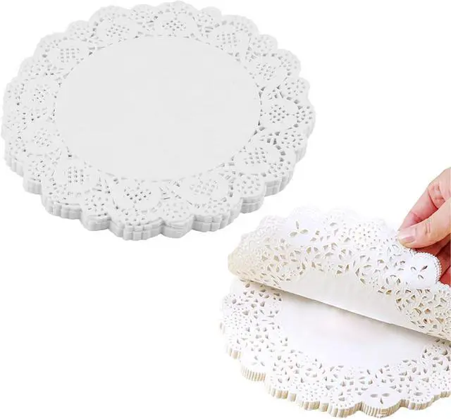 Main image of White Paper Doilies - 4 Inch Round Lace Paper Doilies - for Food,Cakes, Desserts, Crafts, and Table Decorations, Pack of 100