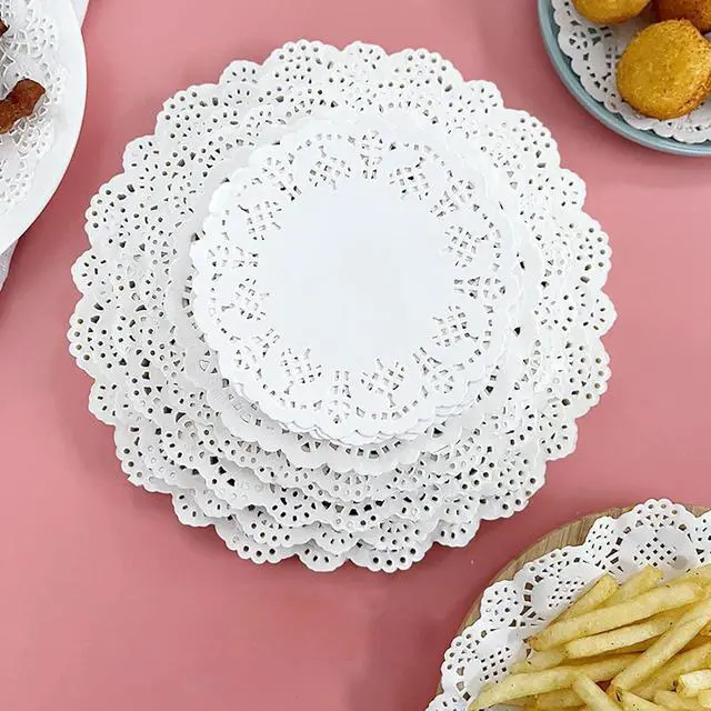 Alt view image 2 of 7 - White Paper Doilies - 4 Inch Round Lace Paper Doilies - for Food,Cakes, Desserts, Crafts, and Table Decorations, Pack of 100