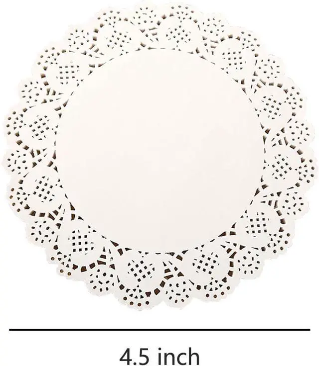 Alt view image 6 of 7 - White Paper Doilies - 4 Inch Round Lace Paper Doilies - for Food,Cakes, Desserts, Crafts, and Table Decorations, Pack of 100