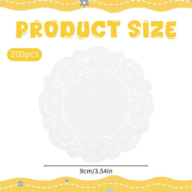 Alt view image 2 of 7 - 200 Pcs Paper Doilies, 3.5 Inch Lace Round Disposable Placemats | White Doilies for Plates For Tables, Dessert Trays, Party Craft, Wedding & Birthday Cake Decorations