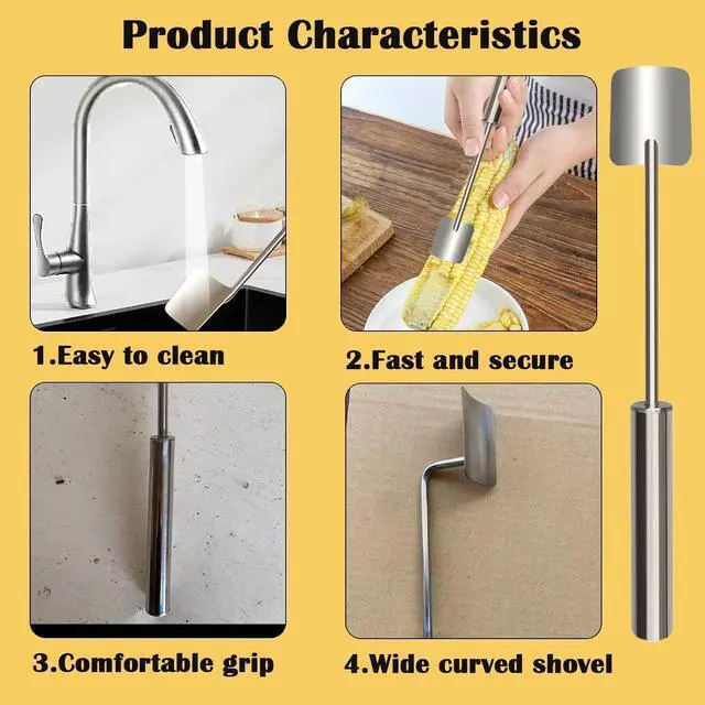Alt view image 7 of 7 - Corn Cob Stripper2026 NEW Long Handle Stainless Steel Corn Stripping TooCorn on the Cob Remover, Fast and Safe, Suitable for Home Kitchens, Restaurant Chefs, Outdoor Dining Enthusiasts