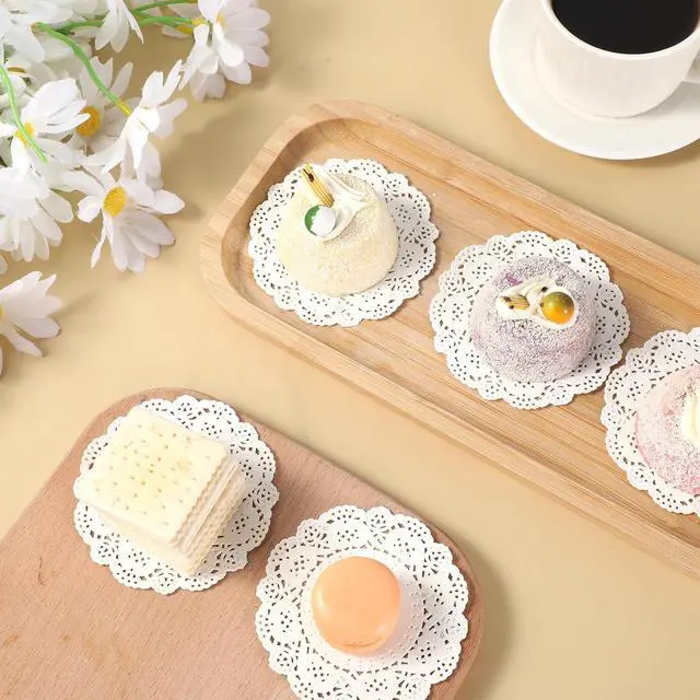 Alt view image 6 of 7 - 200 Pcs Paper Doilies, 3.5 Inch Lace Round Disposable Placemats | White Doilies for Plates For Tables, Dessert Trays, Party Craft, Wedding & Birthday Cake Decorations