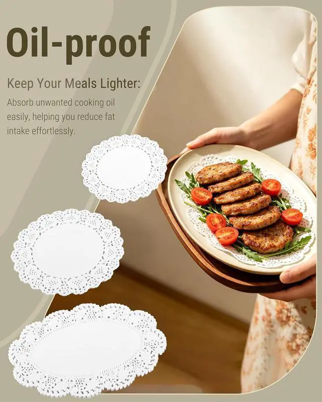 Alt view image 4 of 7 - 150 PCS Paper Doilies,Assorted Sizes White Lace Paper Doilies,Placemats for Party Table Cakes Desserts Crafts.