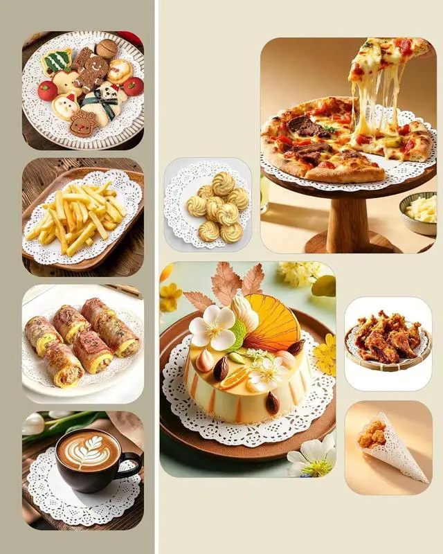 Alt view image 5 of 7 - 150 PCS Paper Doilies,Assorted Sizes White Lace Paper Doilies,Placemats for Party Table Cakes Desserts Crafts.