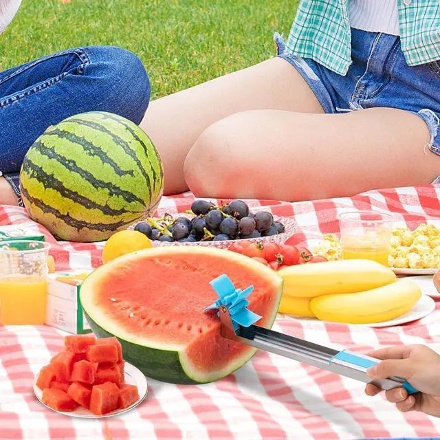 Alt view image 7 of 7 - Watermelon Slicer Cube Cutter Knife Corer Windmill Stainless Steel Fruit Tools With Melon Baller Scooper Easy Unique Kitchen Gadgets Home Gift (Bule)