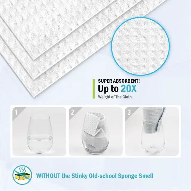 Alt view image 5 of 7 - AIDEA Swedish Dishcloths for Kitchen, 10PK, Reusable Paper Towels, 7" x 6" | Absorbent Sponge Dish Cloth, Dishcloths for Washing Dishes, Swedish Towels for Home, Kitchen, Glass, White