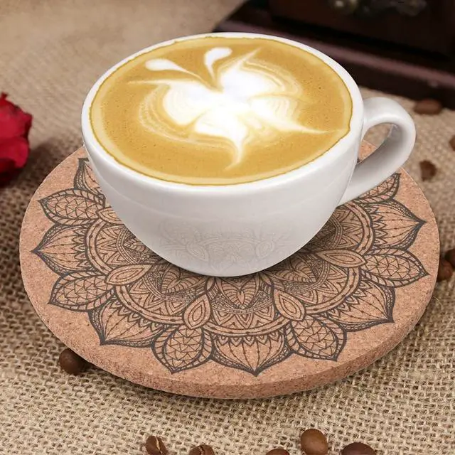 Alt view image 2 of 5 - ionEgg Cork Coasters for Drinks Reusable Cup Coaster for Cold or Warm Drinks, Pack of 9 with Metal Holder
