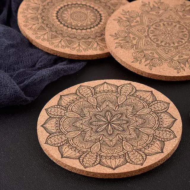 Alt view image 5 of 5 - ionEgg Cork Coasters for Drinks Reusable Cup Coaster for Cold or Warm Drinks, Pack of 9 with Metal Holder