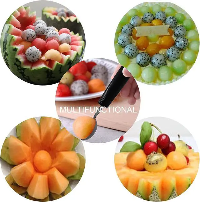 Alt view image 4 of 7 - 2-Pack Double-Ended Stainless Steel Melon Baller, Fruit & Ice Cream Scoop | Stainless Steel, Melon Baller, Smooth Round Melon Balls, For Watermelon/Ice Cream/Fruits/Sorbet/Meatball
