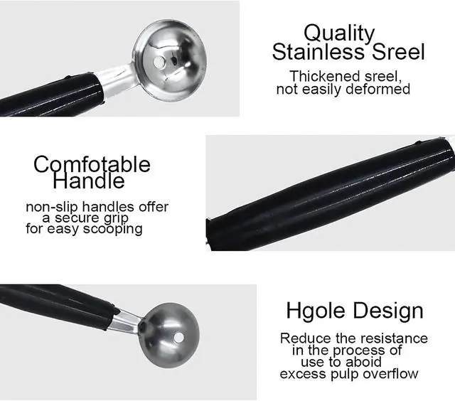 Alt view image 6 of 7 - 2-Pack Double-Ended Stainless Steel Melon Baller, Fruit & Ice Cream Scoop | Stainless Steel, Melon Baller, Smooth Round Melon Balls, For Watermelon/Ice Cream/Fruits/Sorbet/Meatball