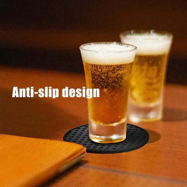 Alt view image 5 of 7 - Silicone Coasters 6 Pack with Holder, Non-Slip Non-Stick Heat Resistant Cup Mat, Washable for Home Office Bar (Black)