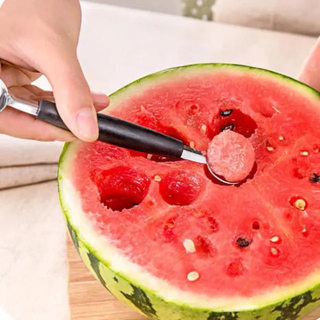 Alt view image 3 of 6 - 2 Pack Melon Baller Scoop Set Stainless Steel Double-headed Carving Knife Watermelon Cantaloupe Scooper for Cutting and Scooping Fruit Melons