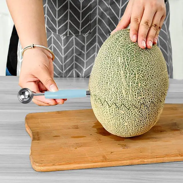 Alt view image 4 of 6 - 2 Pack Melon Baller Scoop Set Stainless Steel Double-headed Carving Knife Watermelon Cantaloupe Scooper for Cutting and Scooping Fruit Melons