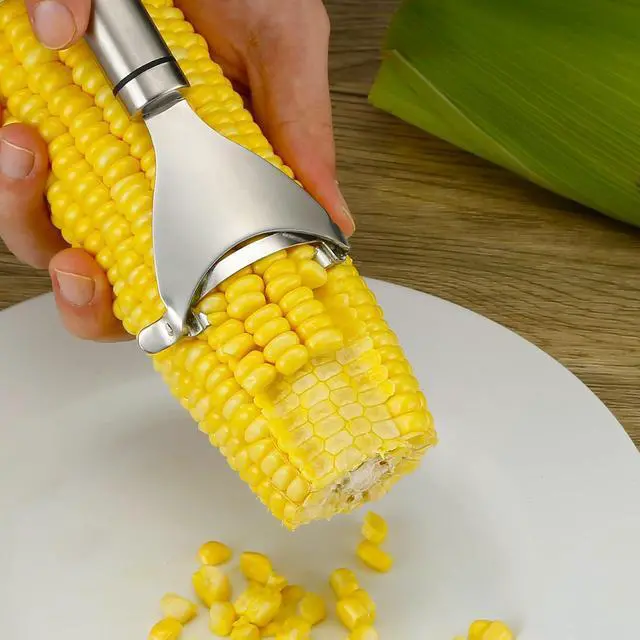Alt view image 2 of 7 - Corn Peeler Stainless Stee Corn Cob Stripper Tool Corn Thresher from the Cob, Removes Corn Kernels From Corn Cobs In Seconds, Kitchen Gadget