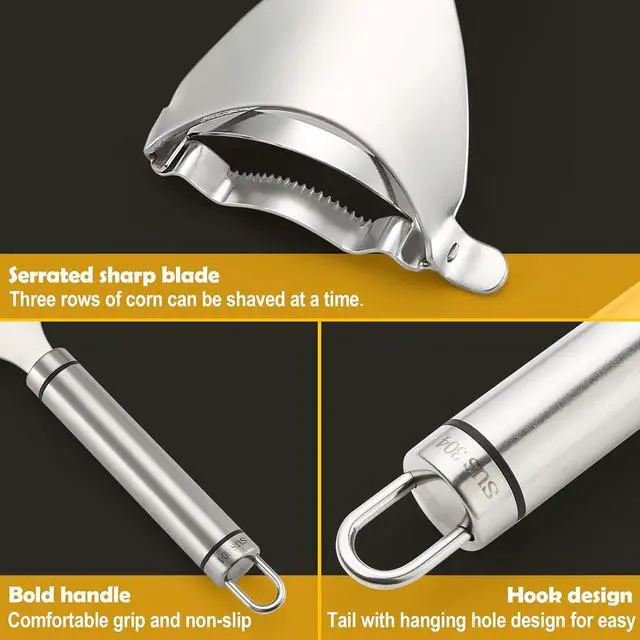 Alt view image 3 of 7 - Corn Peeler Stainless Stee Corn Cob Stripper Tool Corn Thresher from the Cob, Removes Corn Kernels From Corn Cobs In Seconds, Kitchen Gadget