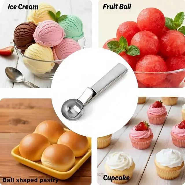 Alt view image 7 of 7 - Premium Ice Cream Scoop with Trigger Ice Cream Scooper Stainless Steel, Heavy Duty Metal Icecream Scoop Spoon Dishwasher Safe, Perfect for Frozen Yogurt, Gelatos, Sundaes, Silver Large