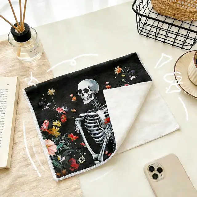 Alt view image 7 of 7 - Gothic Skull Kitchen Towels, Cute Goth Flower Skull Microfiber Hand Towels with Hanging Loop for Women Girl, 2 Pack 16×24 Inch Kitten Reusable Dish Tea Towel for Home Kitchen Bathroom Decor Dishcloths