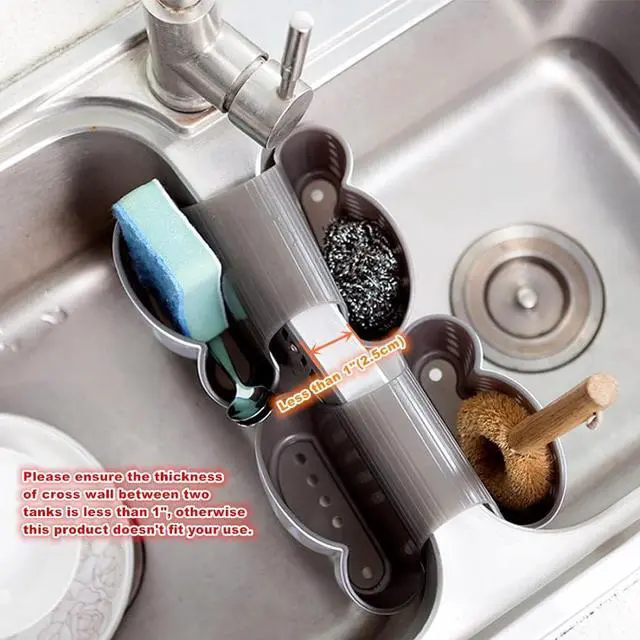 Alt view image 3 of 7 - Kitchen Sink Caddy Sponge Soap Holder Hang Basket for Scrubber Dish Brush Kitchen Accessories Organizer (White,Saddle-shaped)