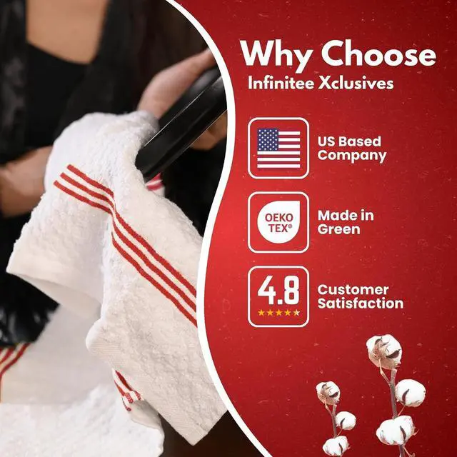 Alt view image 4 of 7 - Infinitee Xclusives Premium Dish Cloth 100% Cotton 12 x 12 Inches |Pack of 4| - Ultra Soft Tea Towels - Highly Absorbent Kitchen Rags - Terry Dishcloth for Kitchen and Household Cleaning |Red|