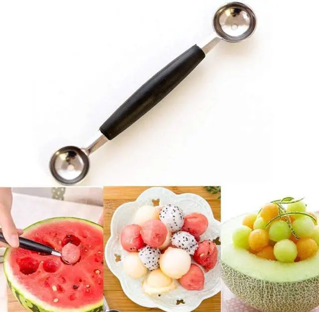 Main image of 2 in 1 Stainless Steel Melon Ballers Melon Scoop,Double-Sided Fruit Melon Baller Spoon, Suitable Watermelon Cantaloupe Ice Cream Comfortable Non-Slip Grip Kitchen Utensils and Gadgets