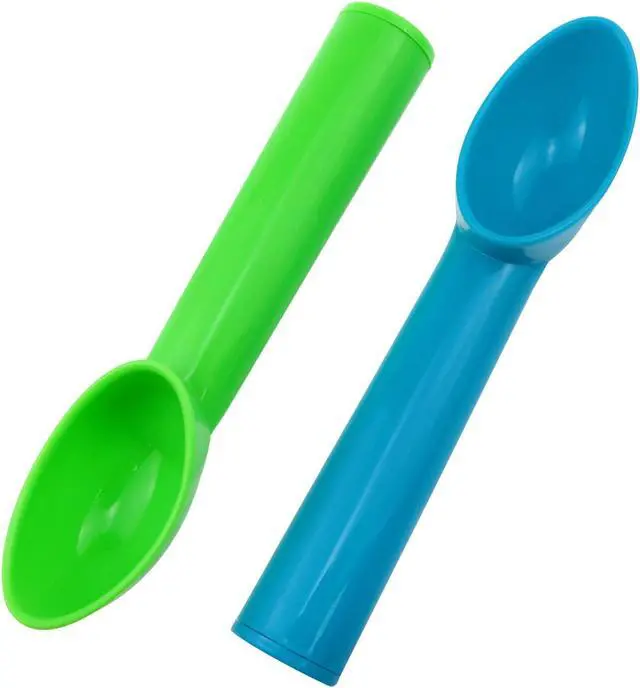 Alt view image 2 of 7 - 4 Pack Plastic Ice Cream Scoop, Small Fruit Baller for Watermelon | 7.2 x 1.2 Inch Plastic Design; Smooth Curved Bowl; Wide Comfortable Handle; 4 Colors for Fruit, Sorbet and Cupcakes