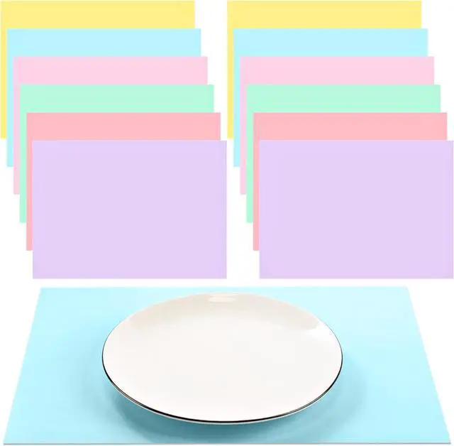 Main image of Fullhawl 60 Pcs Pastel Paper Placemats, Disposable Rectangular Table Setting Mats for Easter, Spring Tea Party & Gender Neutral Baby Shower Decor, 10 x 14 Inch