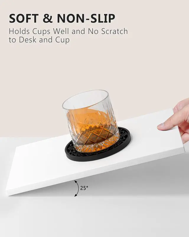Alt view image 4 of 7 - Drink Coasters, Coasters Set of 6 with Holder, Non-Slip Silicone Cup Mat | Silicone Coasters with Holder, 6 Pack Drinking Coasters for Hot or Cold Drinks, Coaster Set for Kitchen & Office