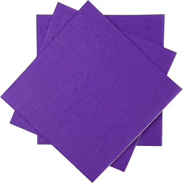 Alt view image 2 of 7 - Purple Cocktail Napkins 5 * 5inch Disposable Beverage Napkin Paper for Cocktail, Wedding, Dinner, Birthday Party Dessert Wine Paper Napkins 120 Count