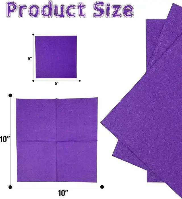 Alt view image 4 of 7 - Purple Cocktail Napkins 5 * 5inch Disposable Beverage Napkin Paper for Cocktail, Wedding, Dinner, Birthday Party Dessert Wine Paper Napkins 120 Count