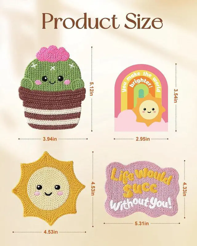 Alt view image 5 of 6 - Slohif Cute Woven Drink Coasters Funny Gifts for Home Desk Coffee Table-Creative Inspirational Crochet Decor Gift Office Cup Coaster Accessories for Women Family (3pcs)