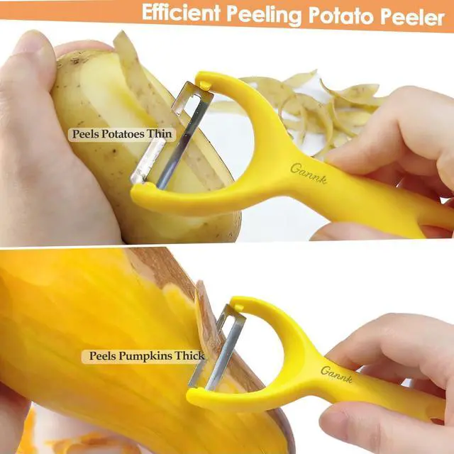 Alt view image 2 of 7 - GANNK Vegetable Potato Peelers for Kitchen, Ultra Sharp Stainless Steel Blades Easy Peeling Apple Fruit Veggie Carrot Cucumber, W/Orange peeler, Dishwasher Safe