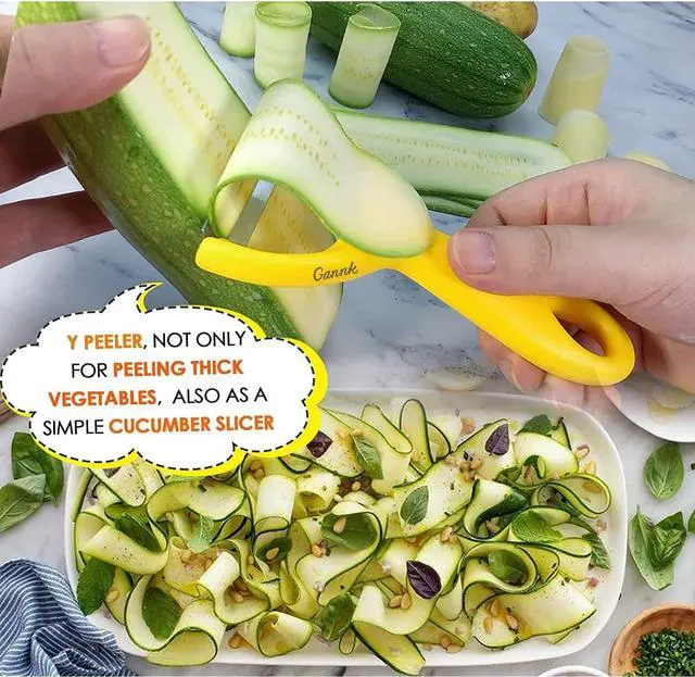 Alt view image 3 of 7 - GANNK Vegetable Potato Peelers for Kitchen, Ultra Sharp Stainless Steel Blades Easy Peeling Apple Fruit Veggie Carrot Cucumber, W/Orange peeler, Dishwasher Safe