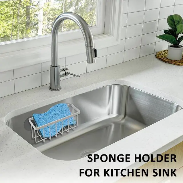 Alt view image 4 of 6 - SHFKS Sponge Holder for Kitchen Sink,Sink Sponge Holder,Sink Caddy, Soap Holder,Bathroom,Scrubbers (Mat Silver)