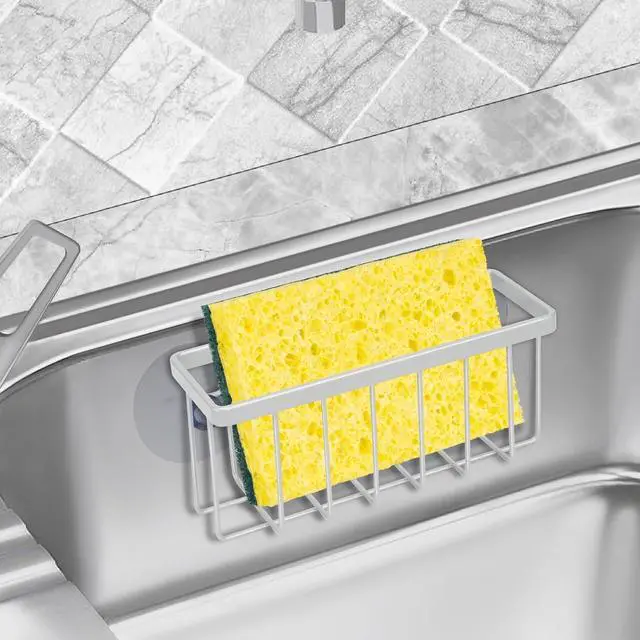 Alt view image 5 of 6 - SHFKS Sponge Holder for Kitchen Sink,Sink Sponge Holder,Sink Caddy, Soap Holder,Bathroom,Scrubbers (Mat Silver)