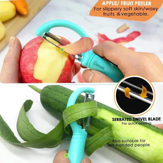Alt view image 5 of 7 - GANNK Vegetable Potato Peelers for Kitchen, Ultra Sharp Stainless Steel Blades Easy Peeling Apple Fruit Veggie Carrot Cucumber, W/Orange peeler, Dishwasher Safe