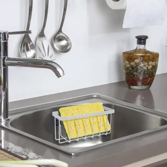 Alt view image 6 of 6 - SHFKS Sponge Holder for Kitchen Sink,Sink Sponge Holder,Sink Caddy, Soap Holder,Bathroom,Scrubbers (Mat Silver)