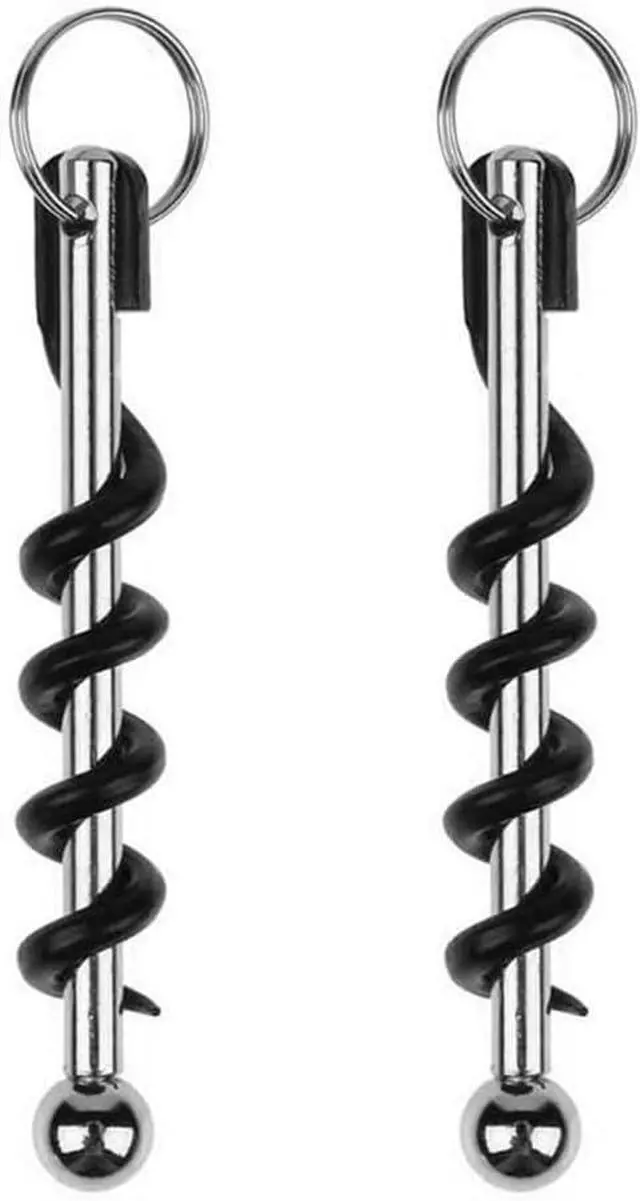 Main image of Multi-Tool Waiters Corkscrew Portable Red Wine Bottle hinged Opener Set with Keychain, 2.7 inch, Black