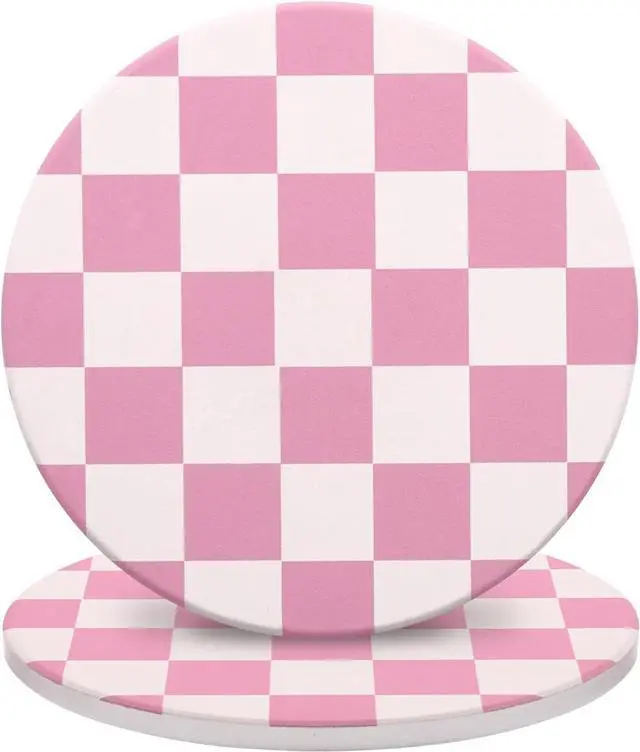 Main image of 2 Pack Ceramic Absorbent Coasters for Drinks, Heat Resistant Drink Coasters for Desk, Pink Coaster Set for Coffee Table, Non-Slip Cup Coaster with Cork Backing, Posavasos for Kitchen Home Decor Gifts