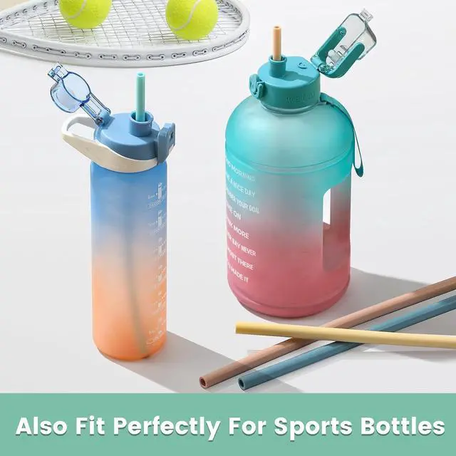Alt view image 5 of 7 - 12-Pack Silicone Reusable Straws for Stanley 40 oz 30 oz Cup Tumbler, 12.2 inch Long Replacement Straws with 2 Cleaning Brushes
