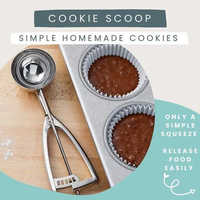 Alt view image 4 of 7 - Ice Cream Scoop, Cookie Scoop, 18/8 Stainless Steel Cookie Scooper, Cookie Scoops for Baking, 3Tbsp/45ml/1.5oz Cookie Dough Scoop, Ice Cream Scooper with Trigger Release, Cookie Scooper for Baking