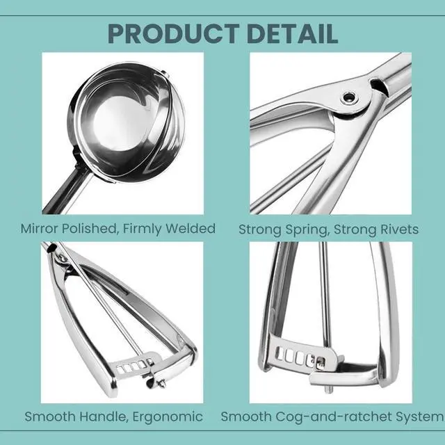 Alt view image 6 of 7 - Ice Cream Scoop, Cookie Scoop, 18/8 Stainless Steel Cookie Scooper, Cookie Scoops for Baking, 3Tbsp/45ml/1.5oz Cookie Dough Scoop, Ice Cream Scooper with Trigger Release, Cookie Scooper for Baking