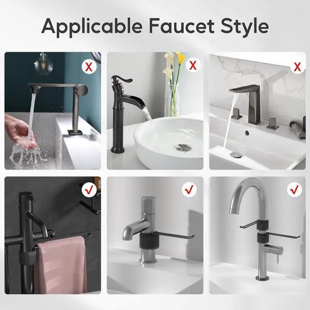 Alt view image 6 of 6 - 1 Pack Dish Towel Holder for Multiple Kitchen Sink FaucetsBlack | Stylish and Functional, Keep Kitchen Rags and Dishcloths Neat and Within Reach, Sink Dish Cloth Holder and Storage Rack